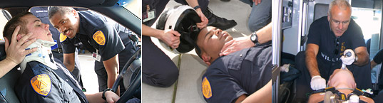 Students learning emergency medical care
