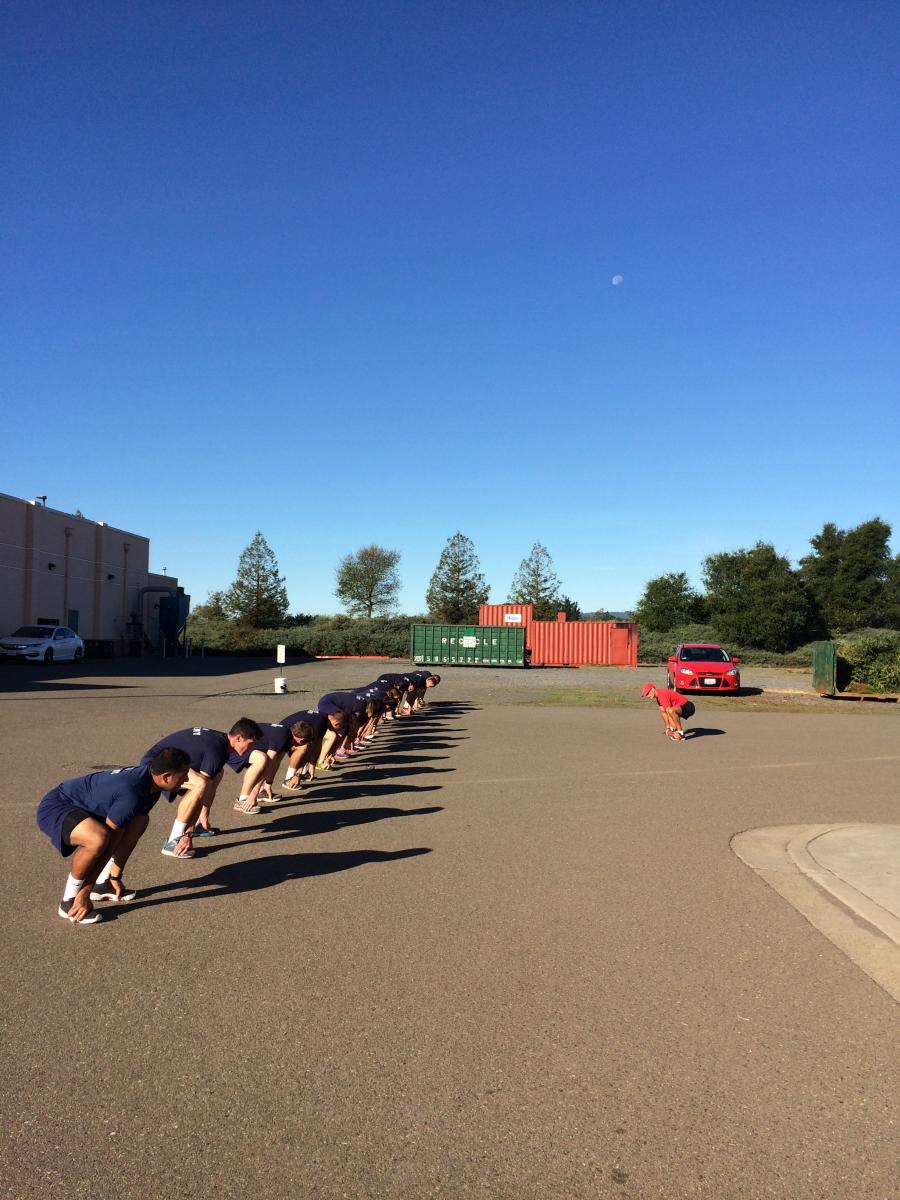 Students doing a work-out