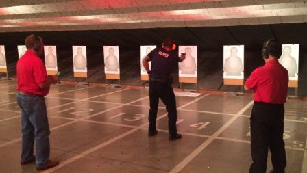 Students practicing with pistols
