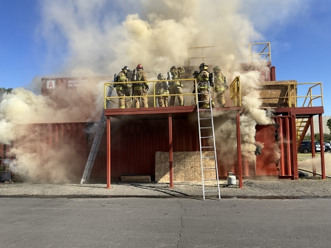 Fire Academy live burn day on the Drager prop. 